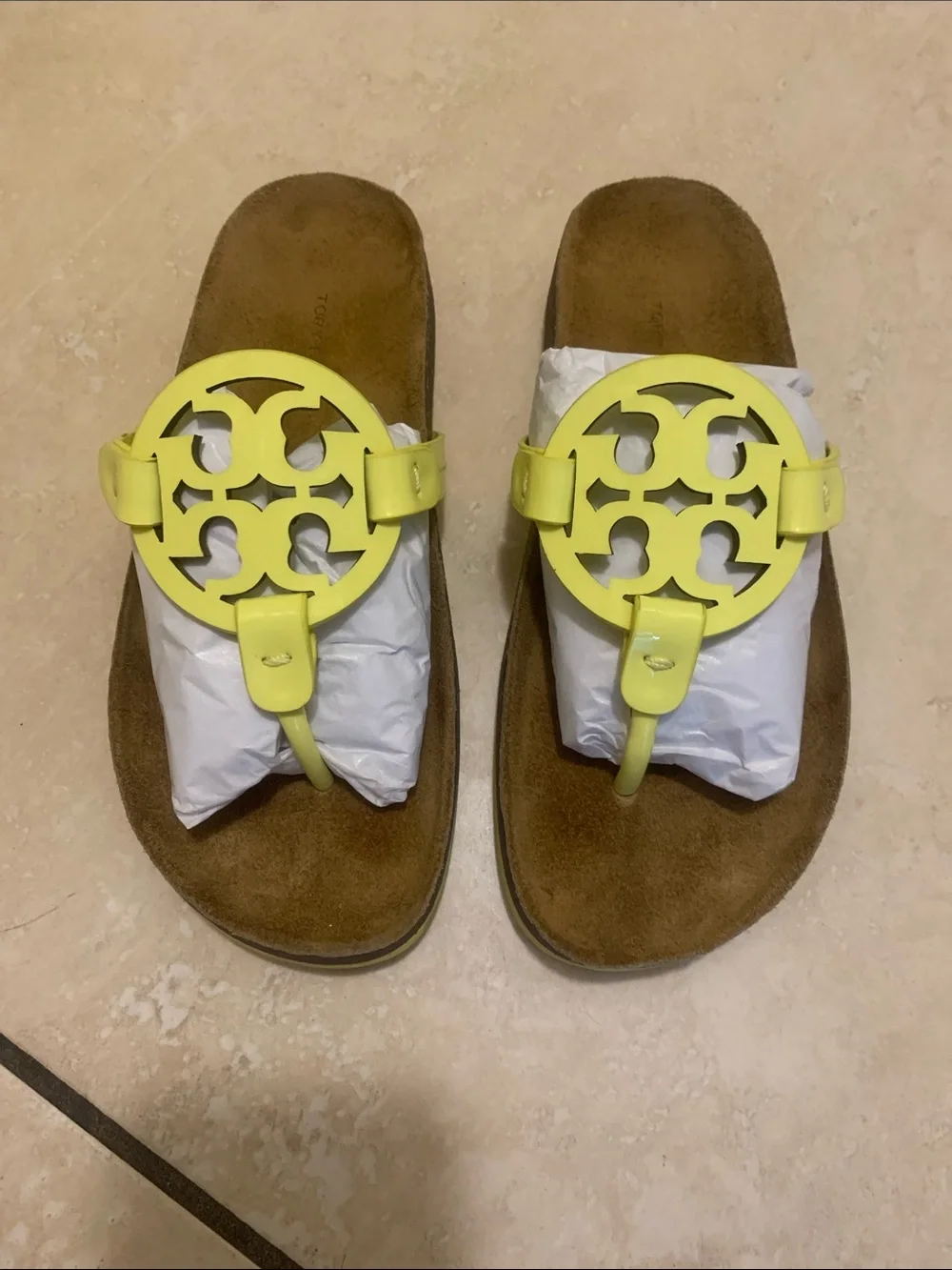 Yellow Logo Thong Sandals